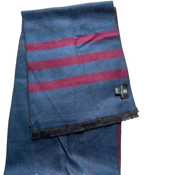Steel & Jelly Scarf Striped FringeEdge Preppy Classy Formal Soft Warm Reverible - Picture 2 of 6